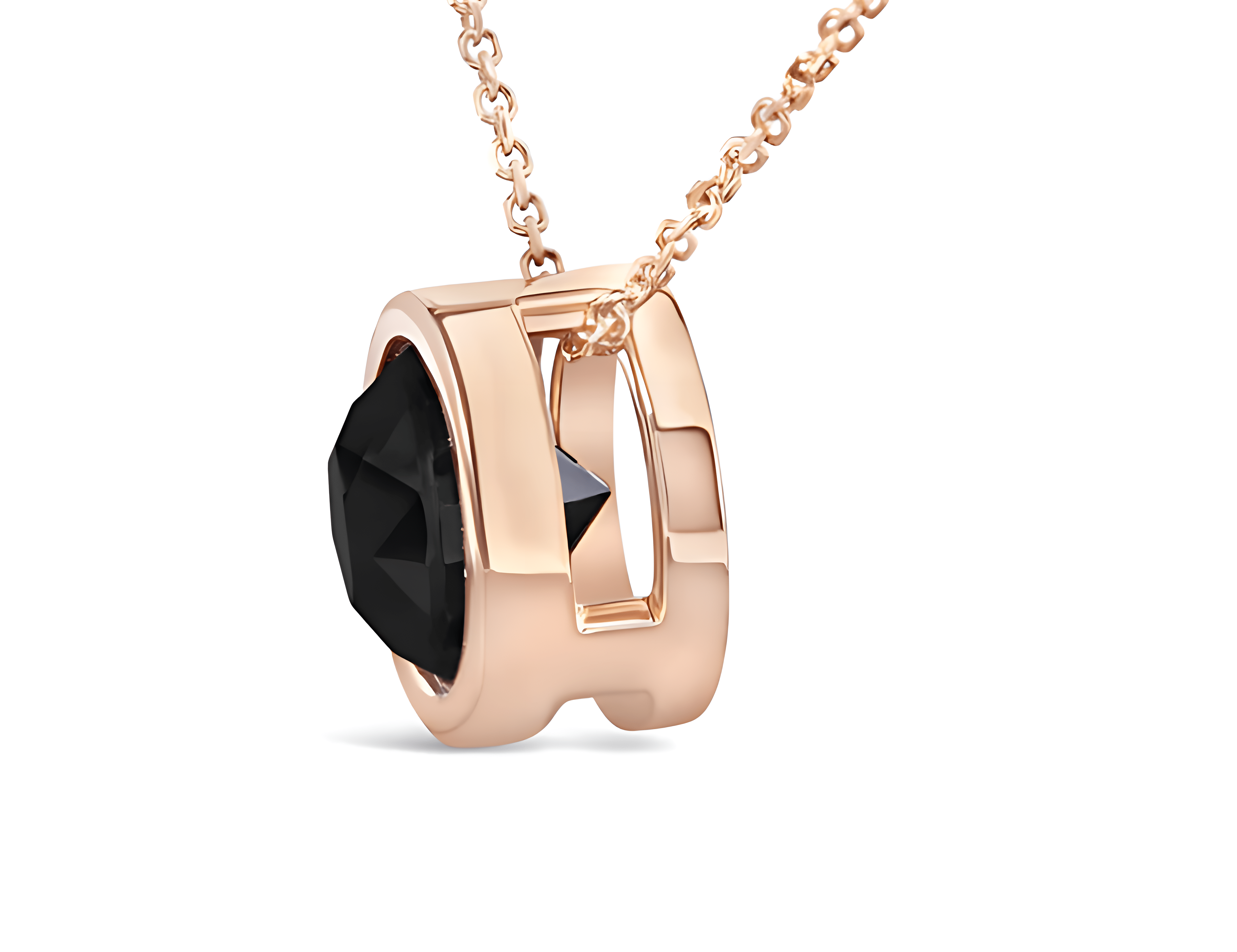 14K Rose Gold 7.0 Cttw Bezel-Set Black Round Diamond Solitaire Pendant Necklace (Black Color, I2-I3 Clarity) - 18" - Stormyjay