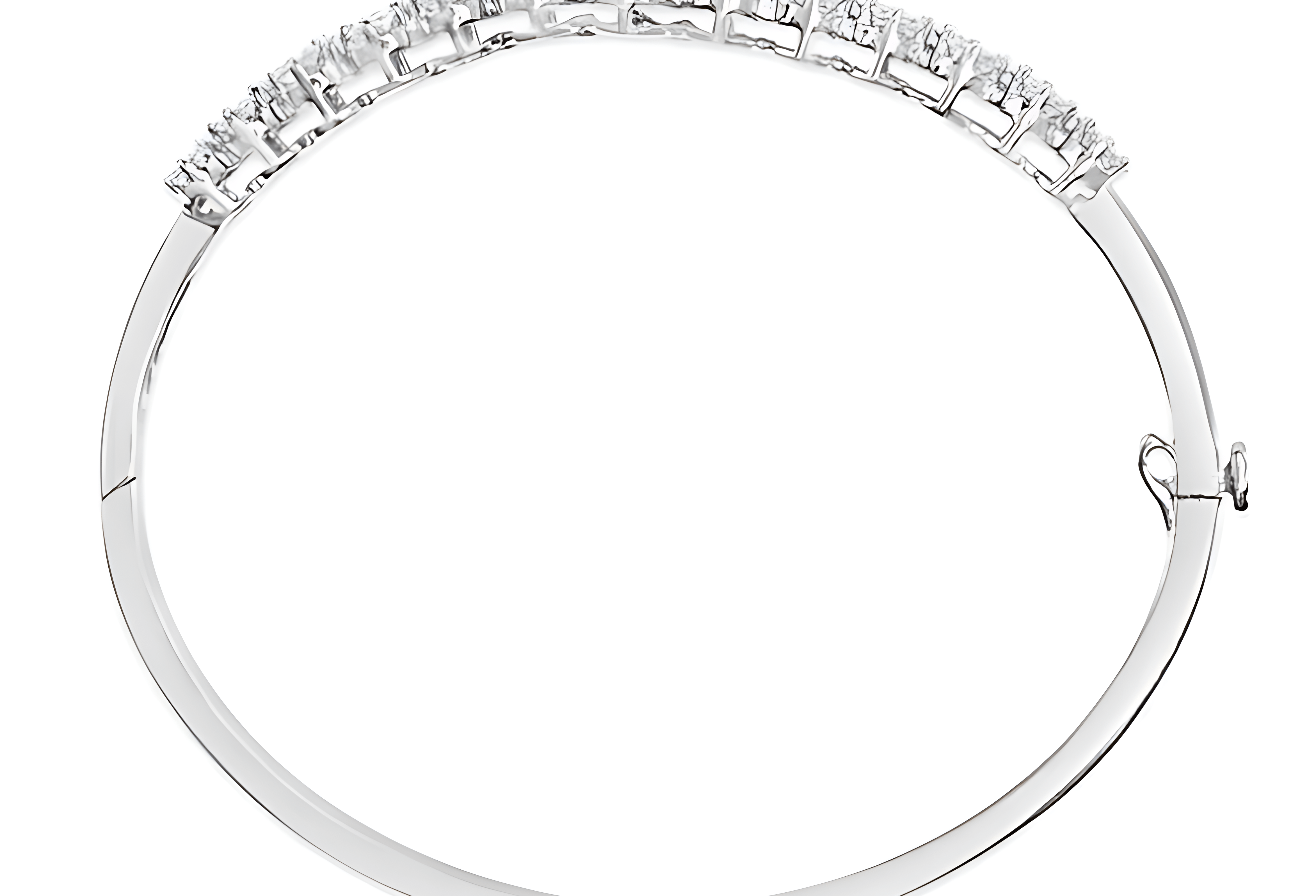 14K White Gold 2 5/8 Cttw Round Diamond 7 Stone Floral Cluster Link Bangle Bracelet (H-I Color, SI1-SI2 Clarity) - Fits Wrists up to 7.25 Inches - Stormyjay