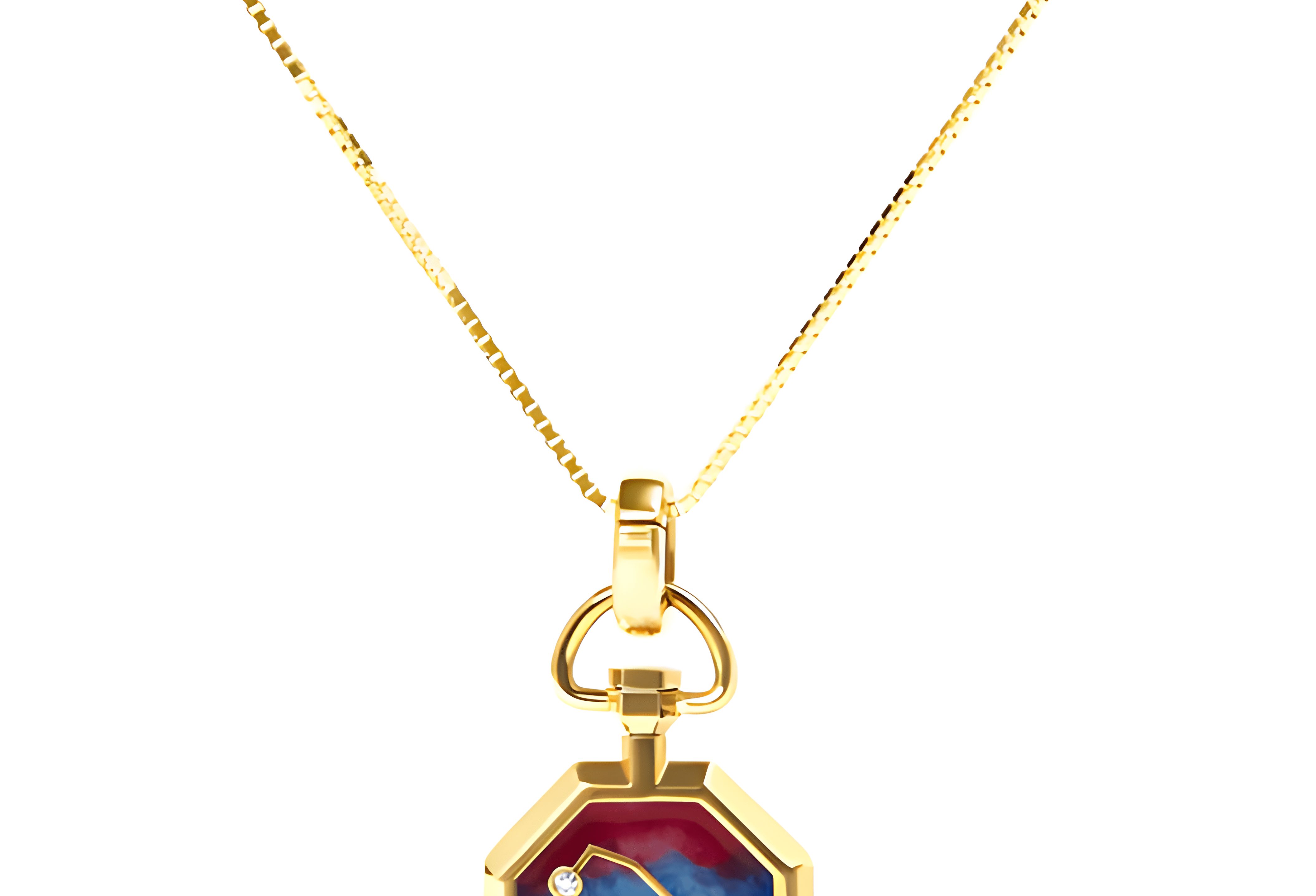 18K Yellow Gold Diamond Gemini Constellation with Red and Blue Enamel 18" Inch Pendant Necklace (H-I Color, SI2-I1 Clarity) - Stormyjay