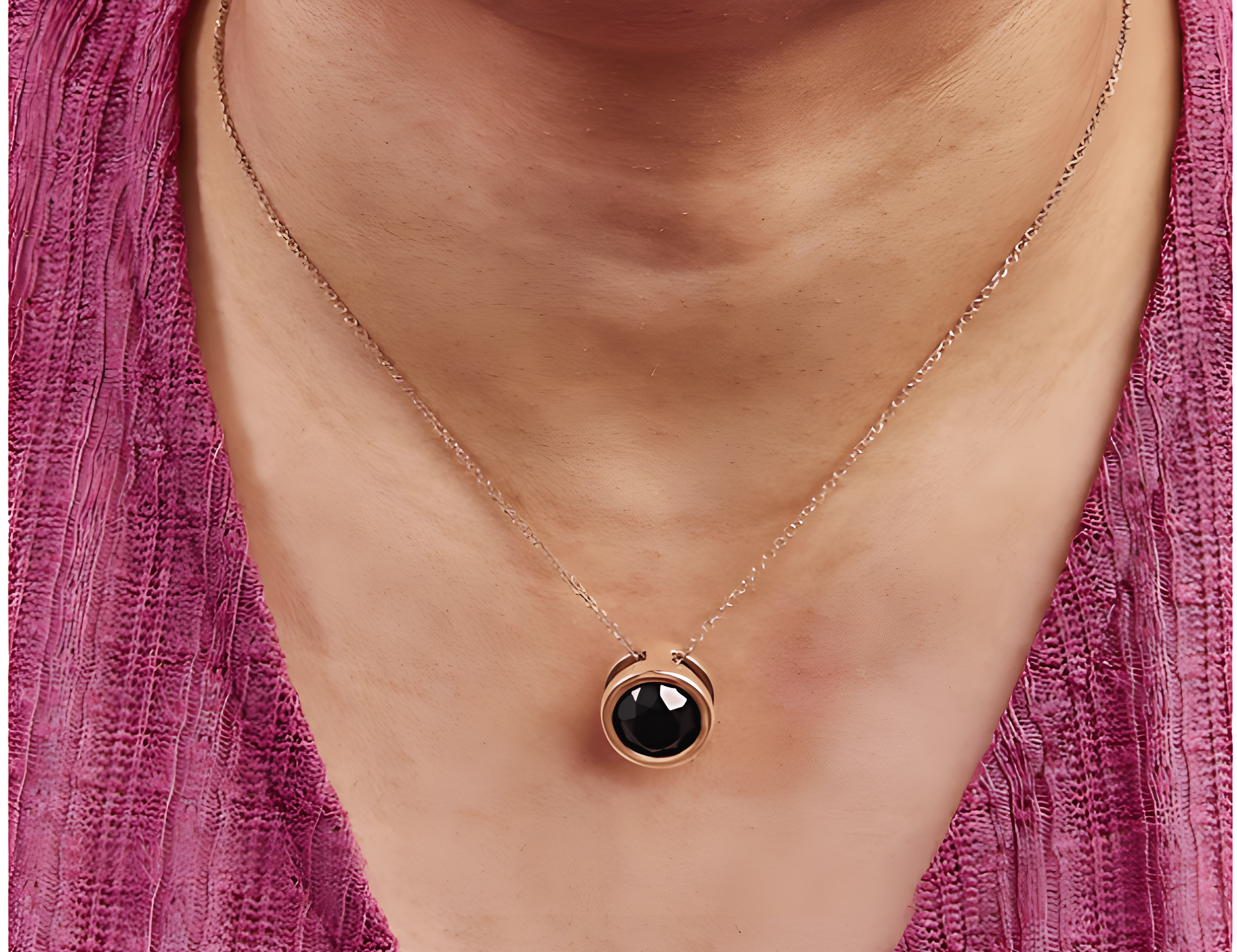 14K Rose Gold 7.0 Cttw Bezel-Set Black Round Diamond Solitaire Pendant Necklace (Black Color, I2-I3 Clarity) - 18" - Stormyjay