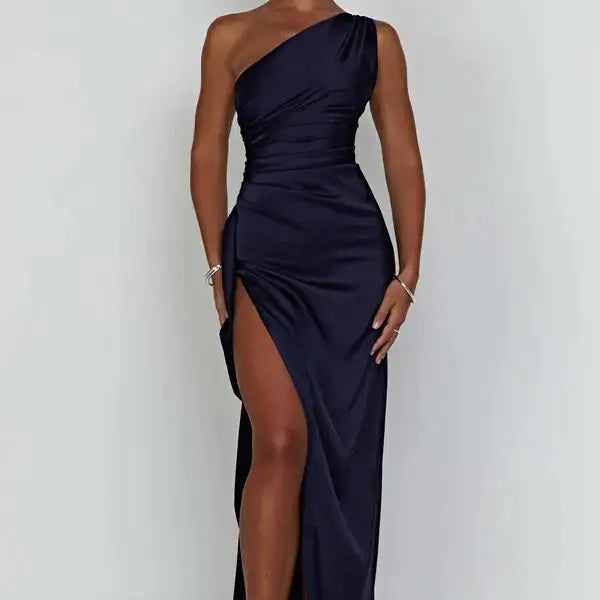Satin One-Shoulder Sexy Prom Dresses - Stormyjay