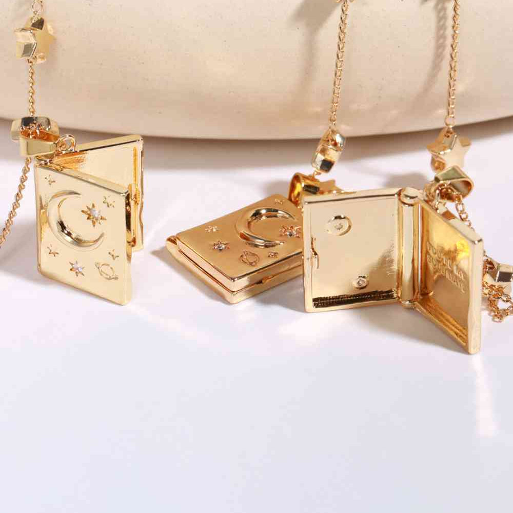 Star and Moon Copper 14K Gold-Plated Necklace