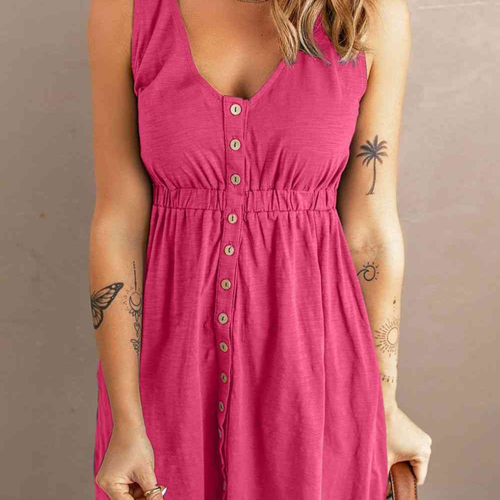 Sleeveless Button Down Mini Magic Dress - Stormyjay