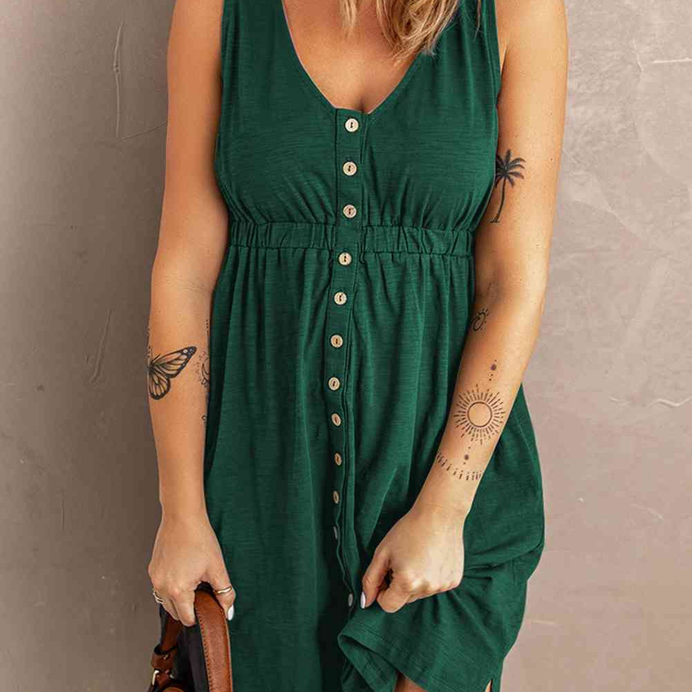 Sleeveless Button Down Mini Magic Dress - Stormyjay