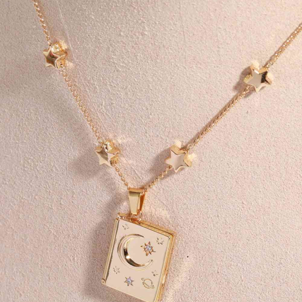 Star and Moon Copper 14K Gold-Plated Necklace