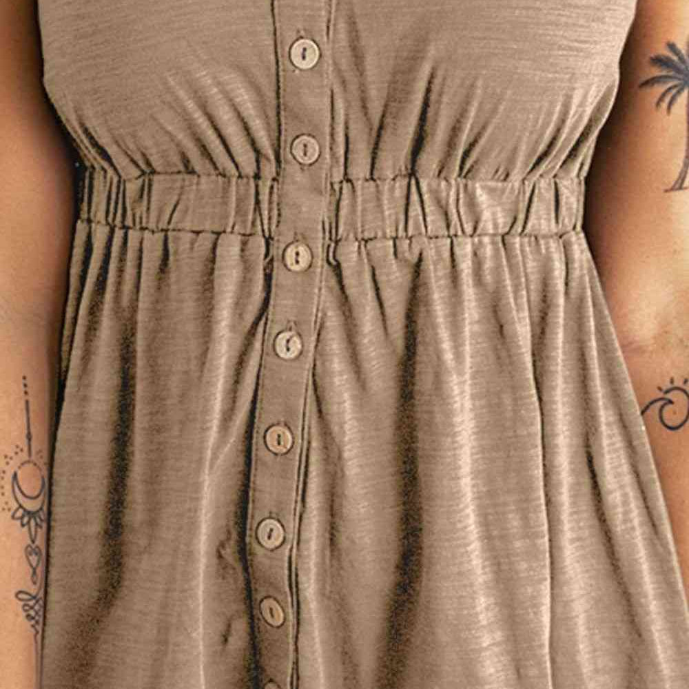 Sleeveless Button Down Mini Magic Dress - Stormyjay
