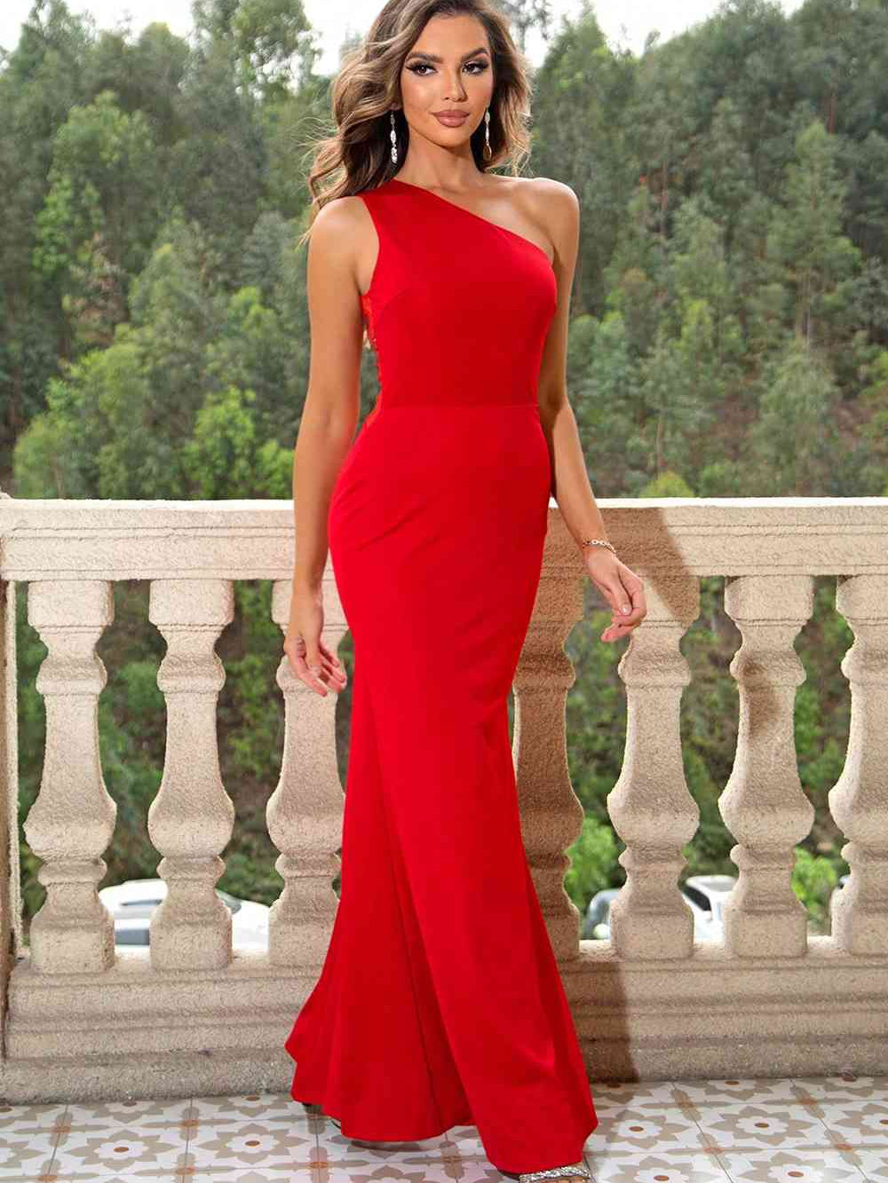 One-Shoulder Sleeveless Maxi Dress