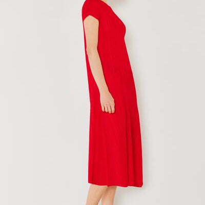 Marina West Swim Pleated Cap Sleeve A-Line Dress - Stormyjay