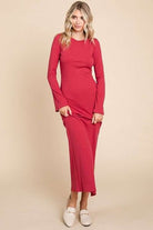 Culture Code Full Size Round Neck Bodycon Bell Maxi Dress - Stormyjay