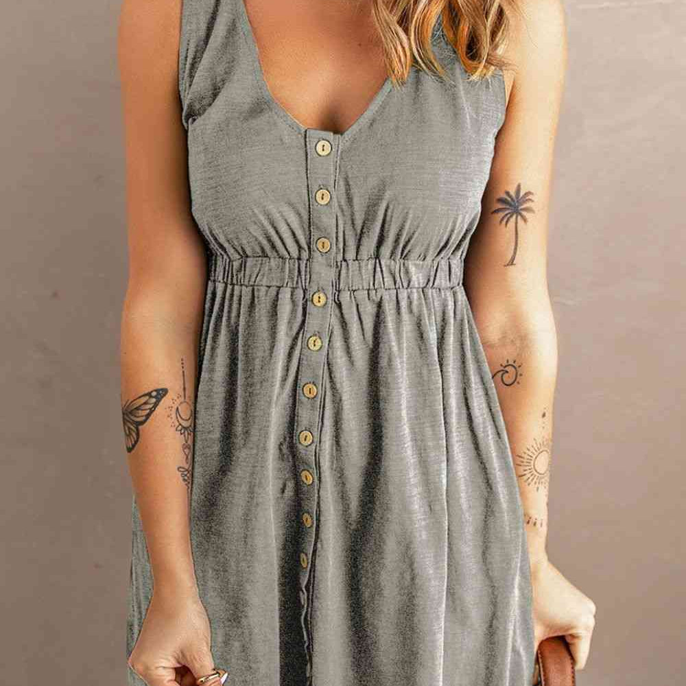 Sleeveless Button Down Mini Magic Dress - Stormyjay