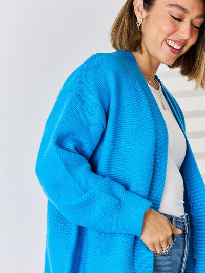 Open Front Dropped Shoulder Cardigan - Stormyjay