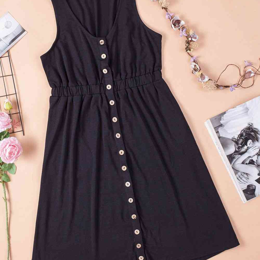 Sleeveless Button Down Mini Magic Dress - Stormyjay