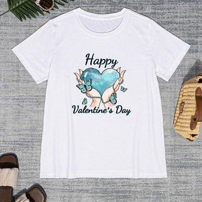 HAPPY VALENTINE'S DAY Round Neck Short Sleeve T-Shirt