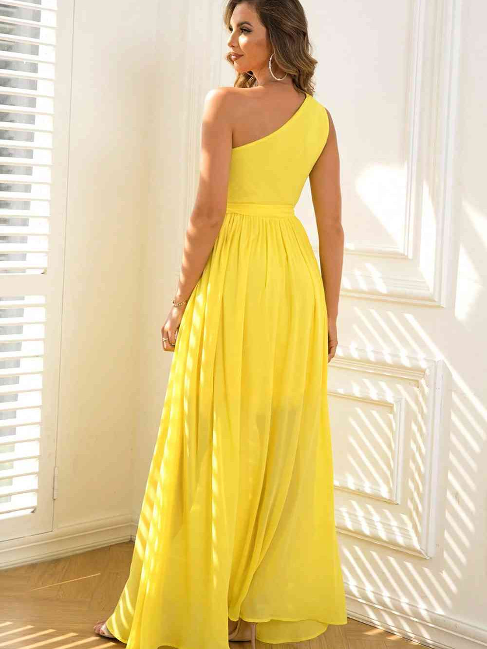 Cutout One-Shoulder Tie Waist Dress