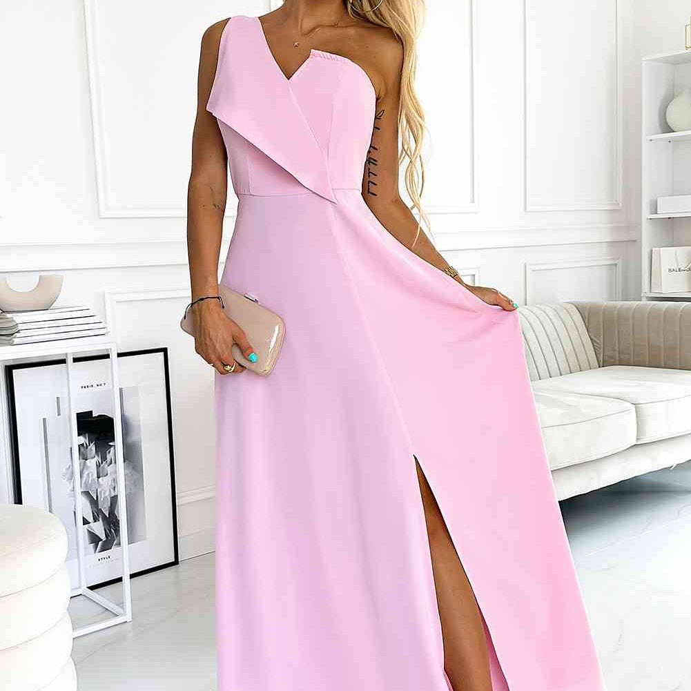 One-Shoulder Sleeveless Maxi Dress