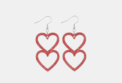 Cutout Heart Shape Wood Earrings