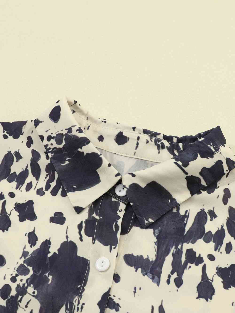 Printed Collared Neck Shirt Dress