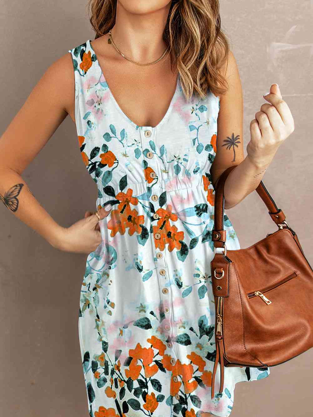 Printed Button Down Sleeveless Magic Dress - Stormyjay