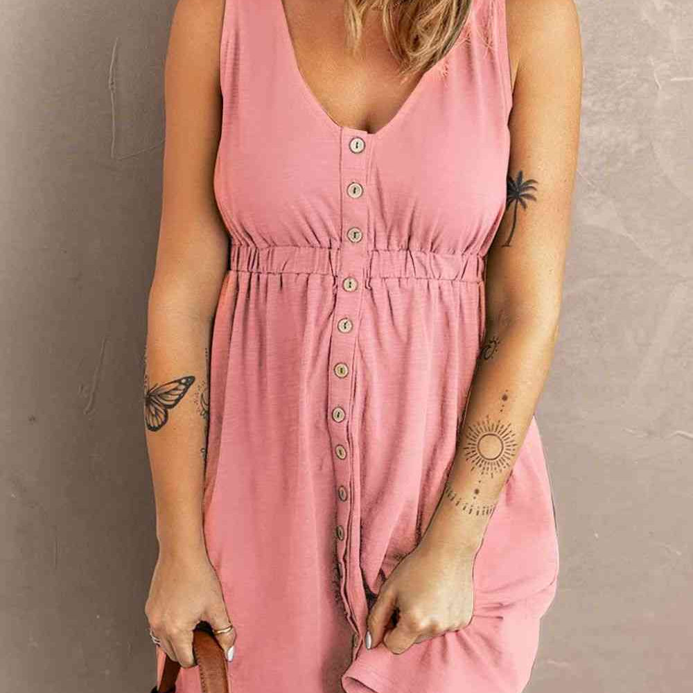 Sleeveless Button Down Mini Magic Dress - Stormyjay