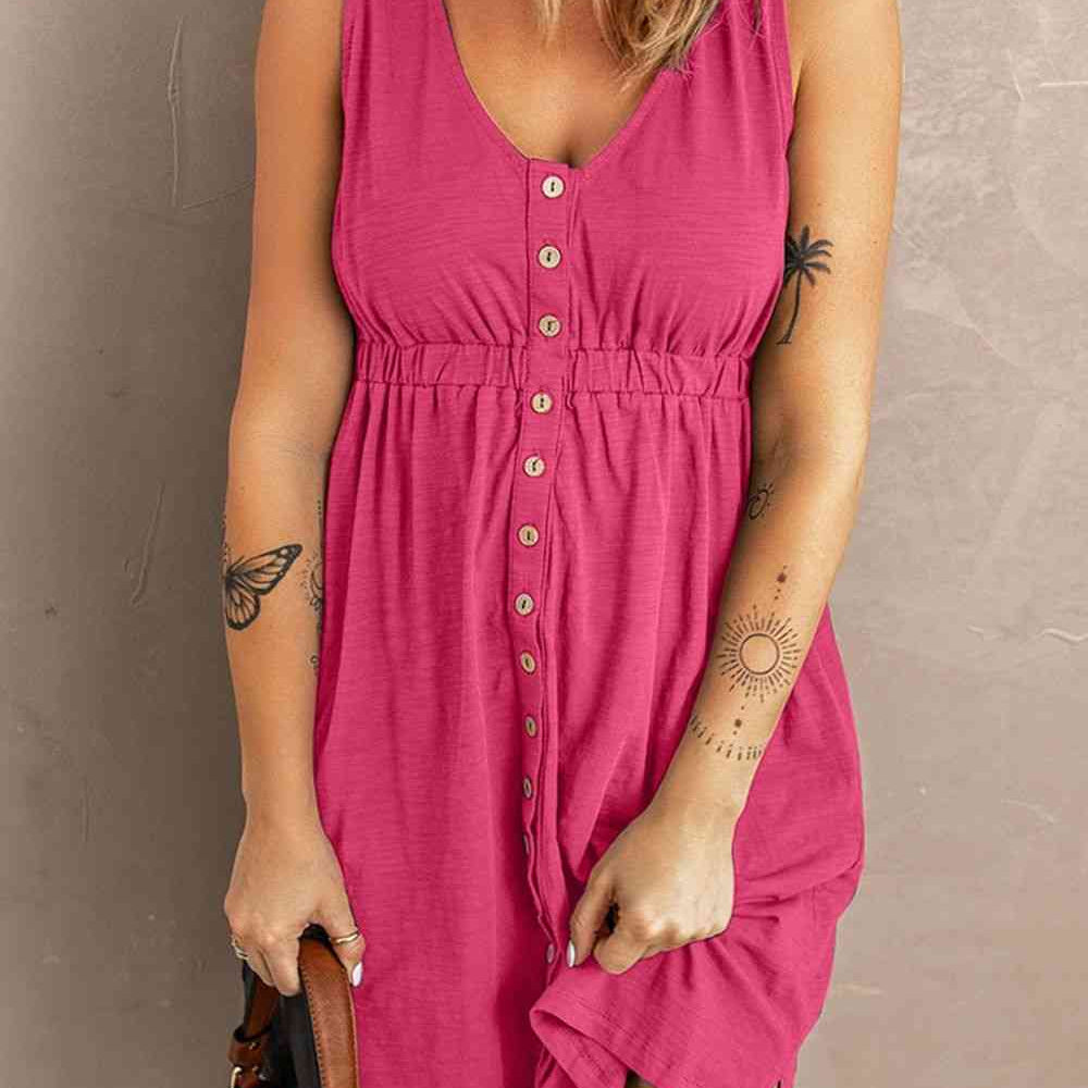 Sleeveless Button Down Mini Magic Dress - Stormyjay