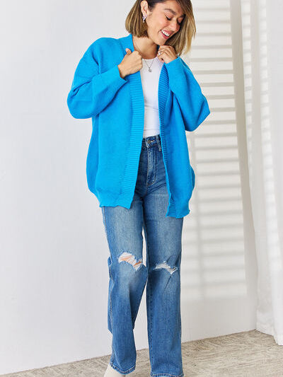 Open Front Dropped Shoulder Cardigan - Stormyjay