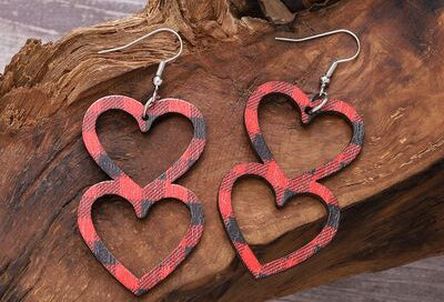 Cutout Heart Shape Wood Earrings