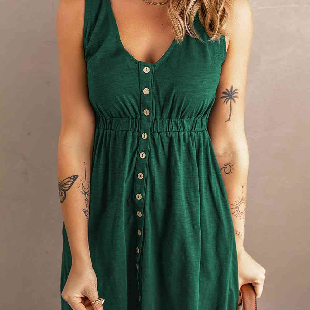 Sleeveless Button Down Mini Magic Dress - Stormyjay