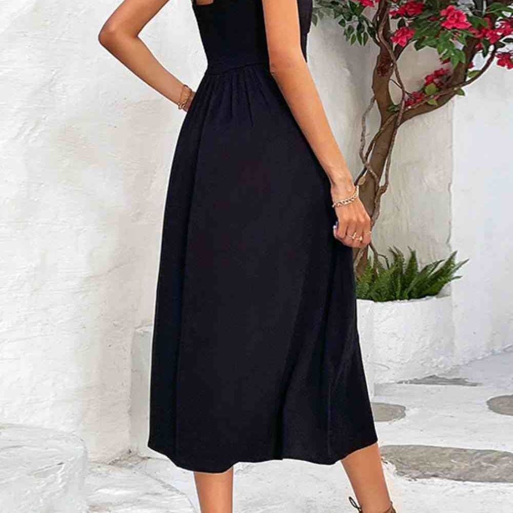 Spaghetti Strap Scoop Neck Midi Dress - Stormyjay