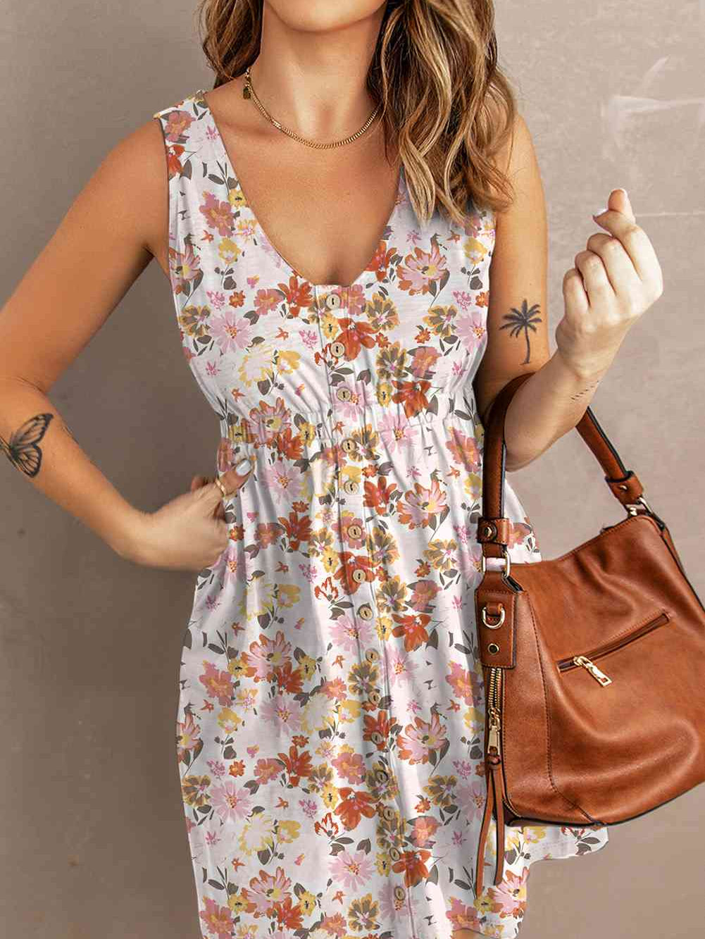 Printed Button Down Sleeveless Magic Dress - Stormyjay