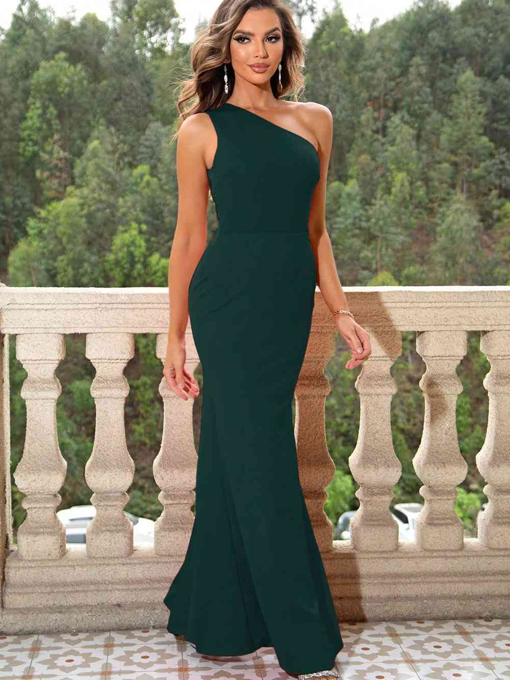 One-Shoulder Sleeveless Maxi Dress