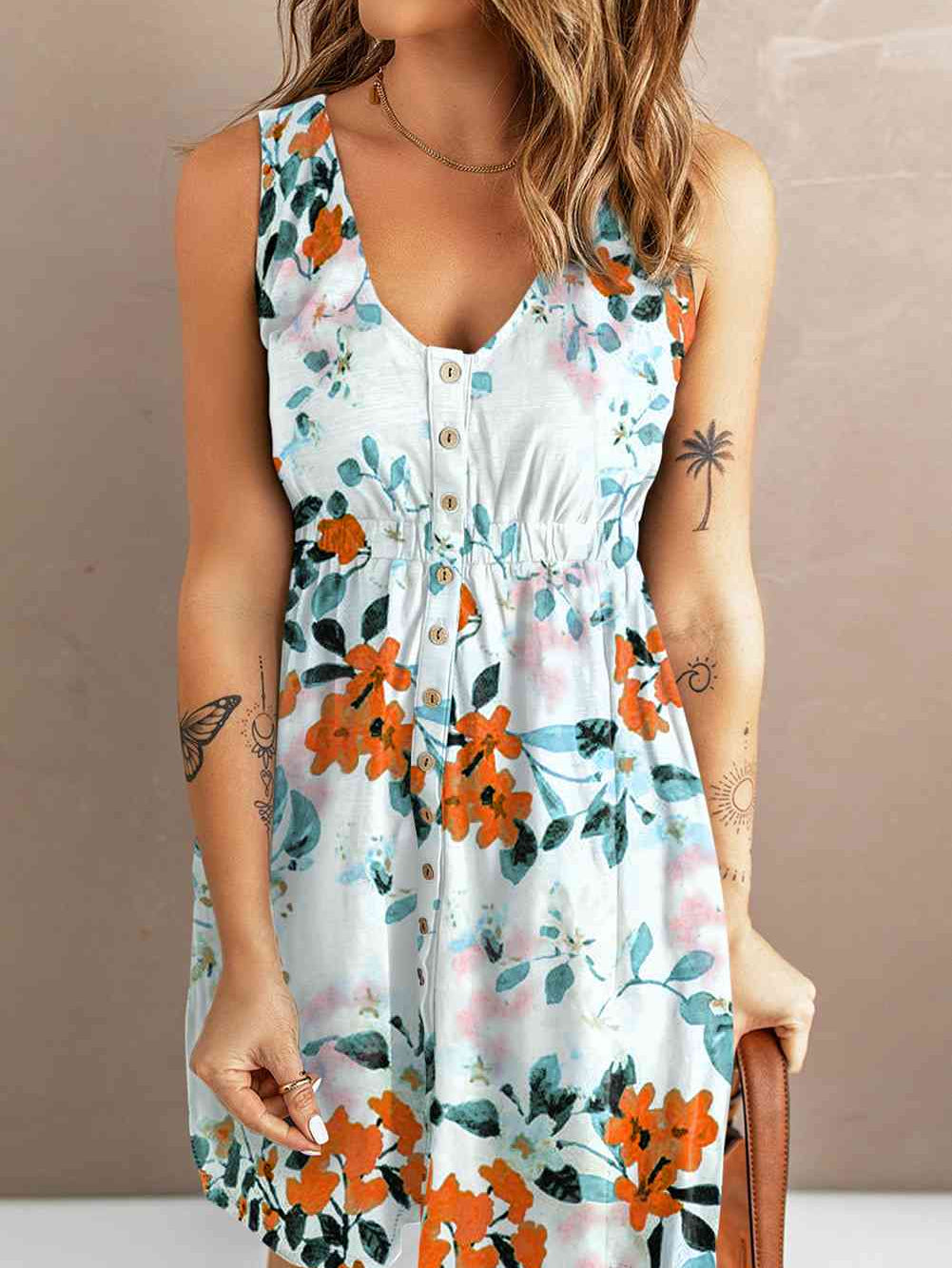 Printed Button Down Sleeveless Magic Dress - Stormyjay