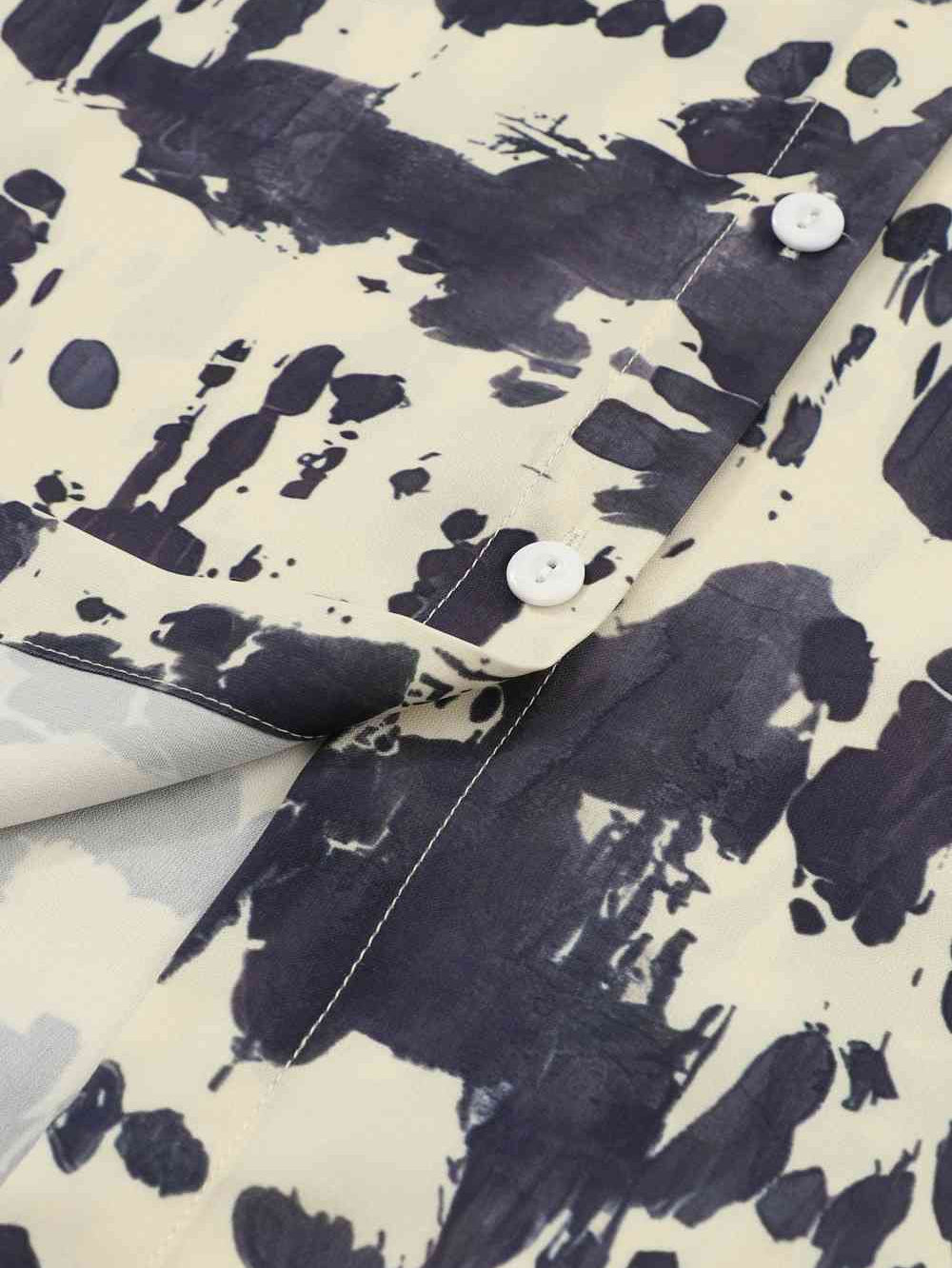 Printed Collared Neck Shirt Dress