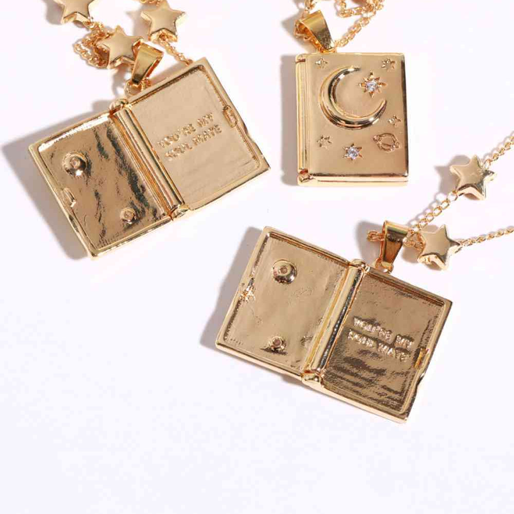 Star and Moon Copper 14K Gold-Plated Necklace