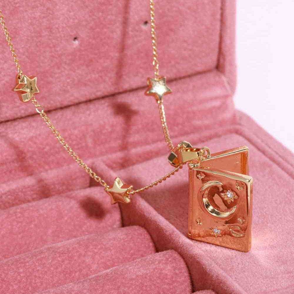 Star and Moon Copper 14K Gold-Plated Necklace