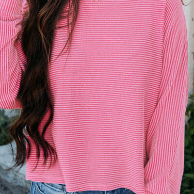 Striped Round Neck Long Sleeve Blouse