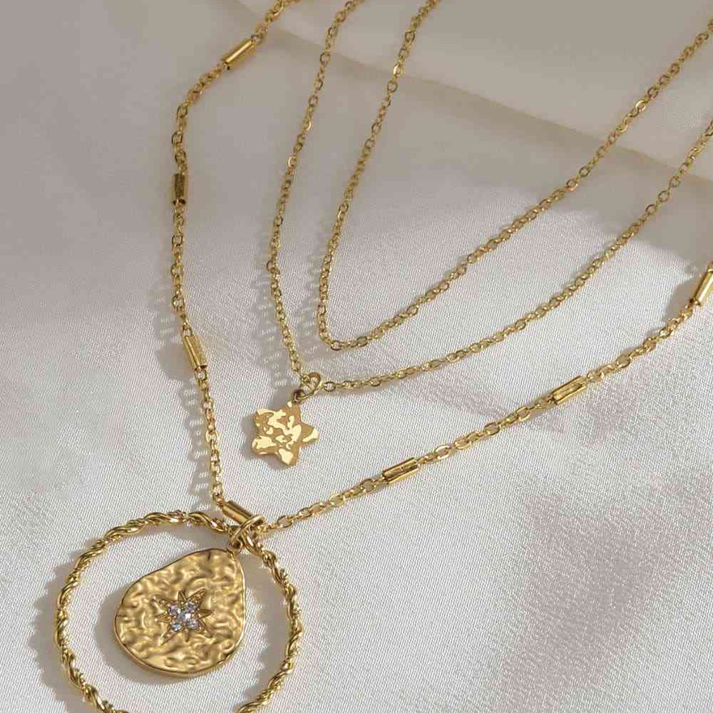 Zircon Decor Stainless Steel Necklace