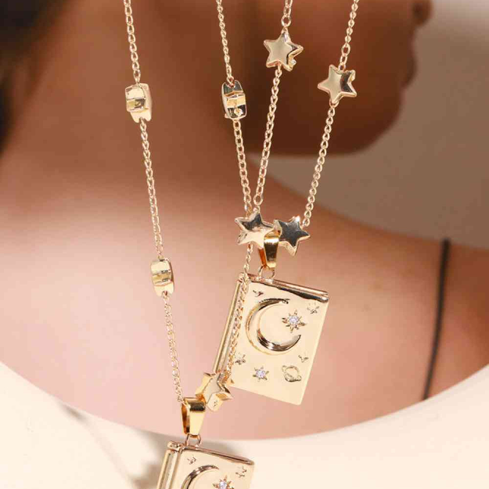 Star and Moon Copper 14K Gold-Plated Necklace