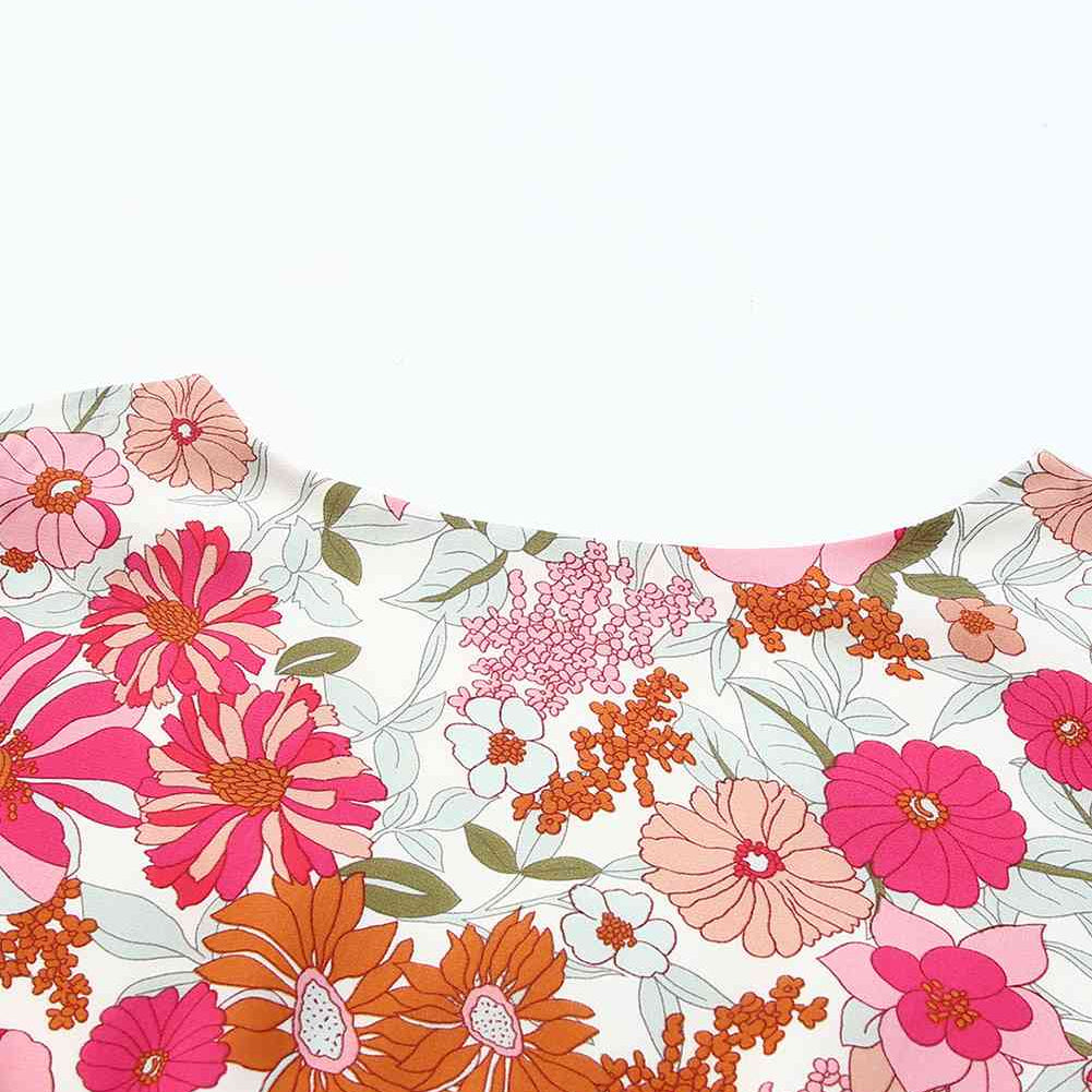 Floral Balloon Sleeve Ruffle Hem Dress - Stormyjay