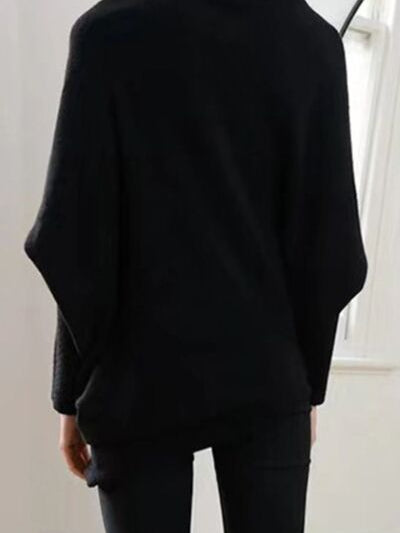 Full Size Boat Neck Batwing Sleeve Knit Top - Stormyjay