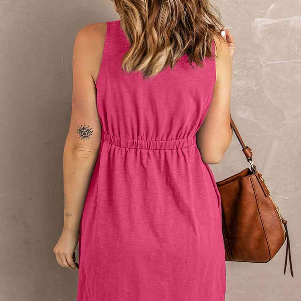 Sleeveless Button Down Mini Magic Dress - Stormyjay