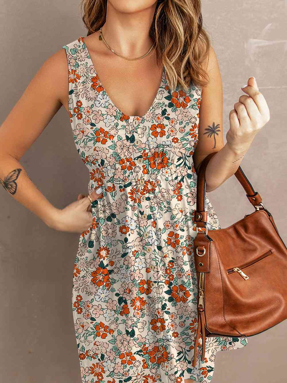 Printed Button Down Sleeveless Magic Dress - Stormyjay