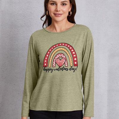 HAPPY VALENTINE'S DAY Round Neck Long Sleeve T-Shirt