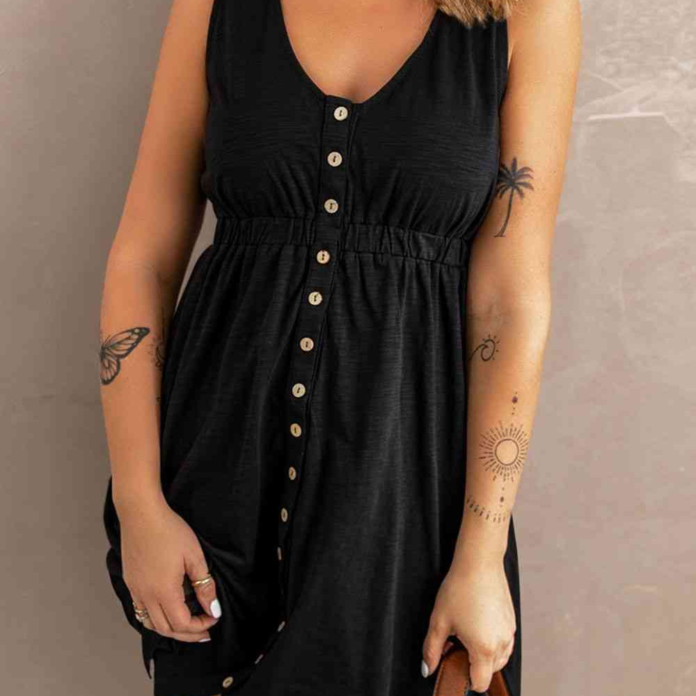 Sleeveless Button Down Mini Magic Dress - Stormyjay
