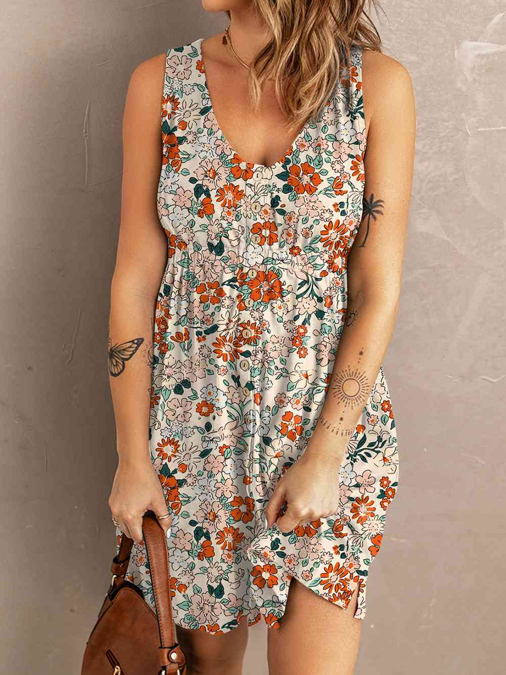 Printed Button Down Sleeveless Magic Dress - Stormyjay