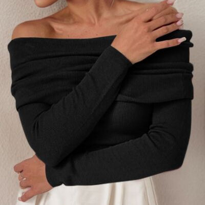 Off-Shoulder Long Sleeve Sweater