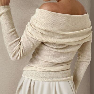 Off-Shoulder Long Sleeve Sweater