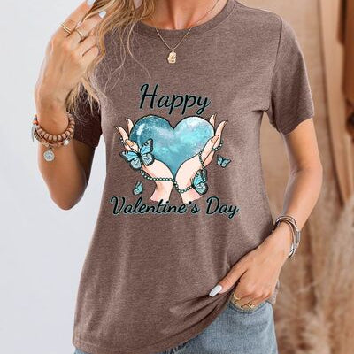 HAPPY VALENTINE'S DAY Round Neck Short Sleeve T-Shirt