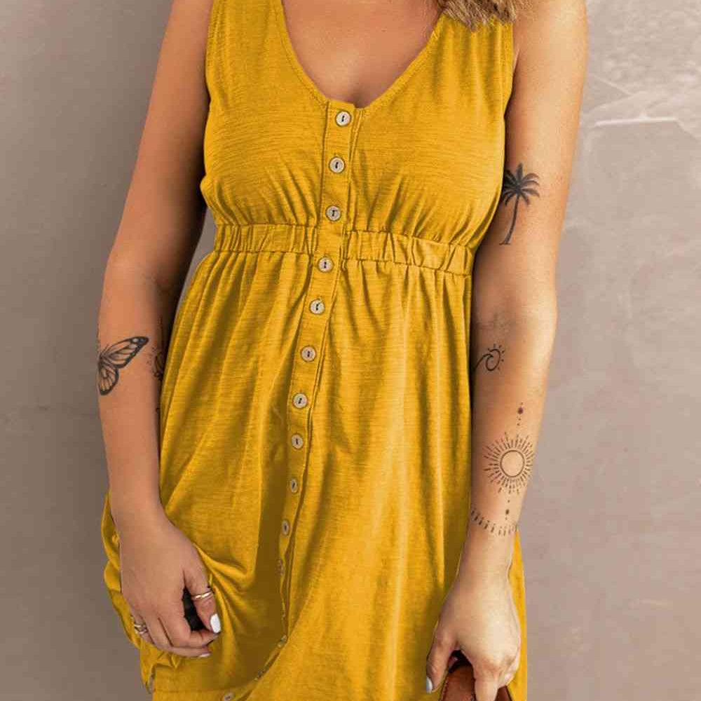 Sleeveless Button Down Mini Magic Dress - Stormyjay