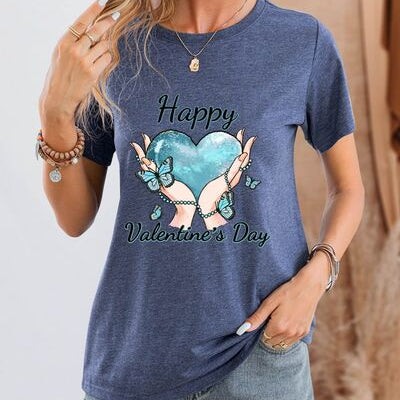 HAPPY VALENTINE'S DAY Round Neck Short Sleeve T-Shirt