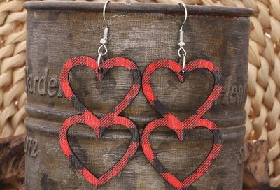 Cutout Heart Shape Wood Earrings